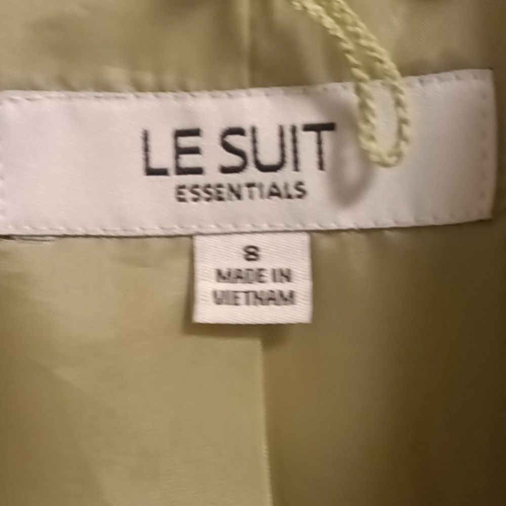 FINAL PRICE LE SUIT 2-pc mint green  skirt suit w slit cuffs & rear pleat